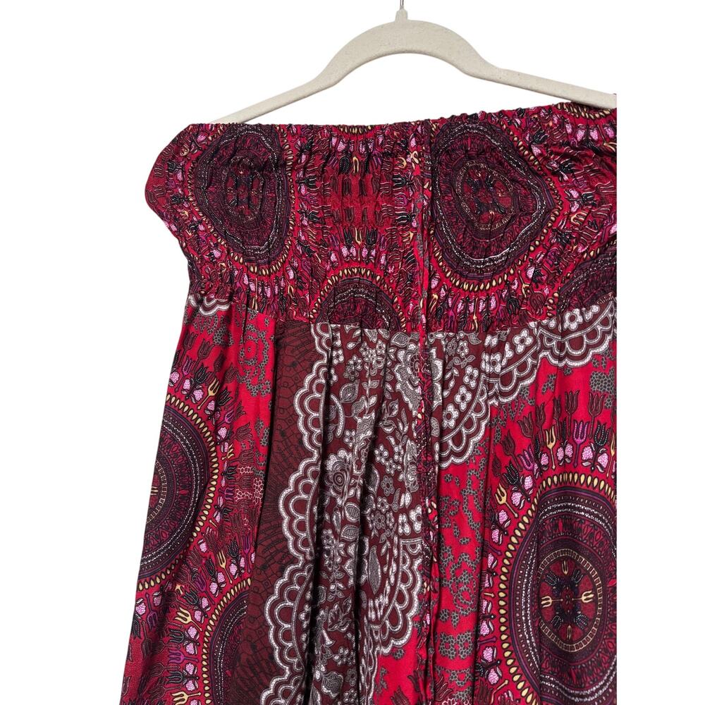 Bohemian Red Patterned Strapless Jumpsuit Small - Picture 3 of 9